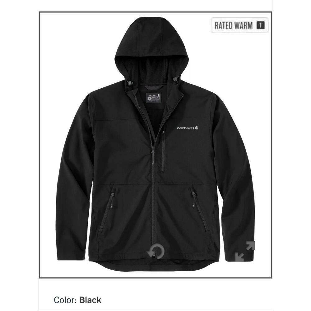 Carhartt Men’s Force Phoenix Black Hooded Softshell Jacket Size L NWT